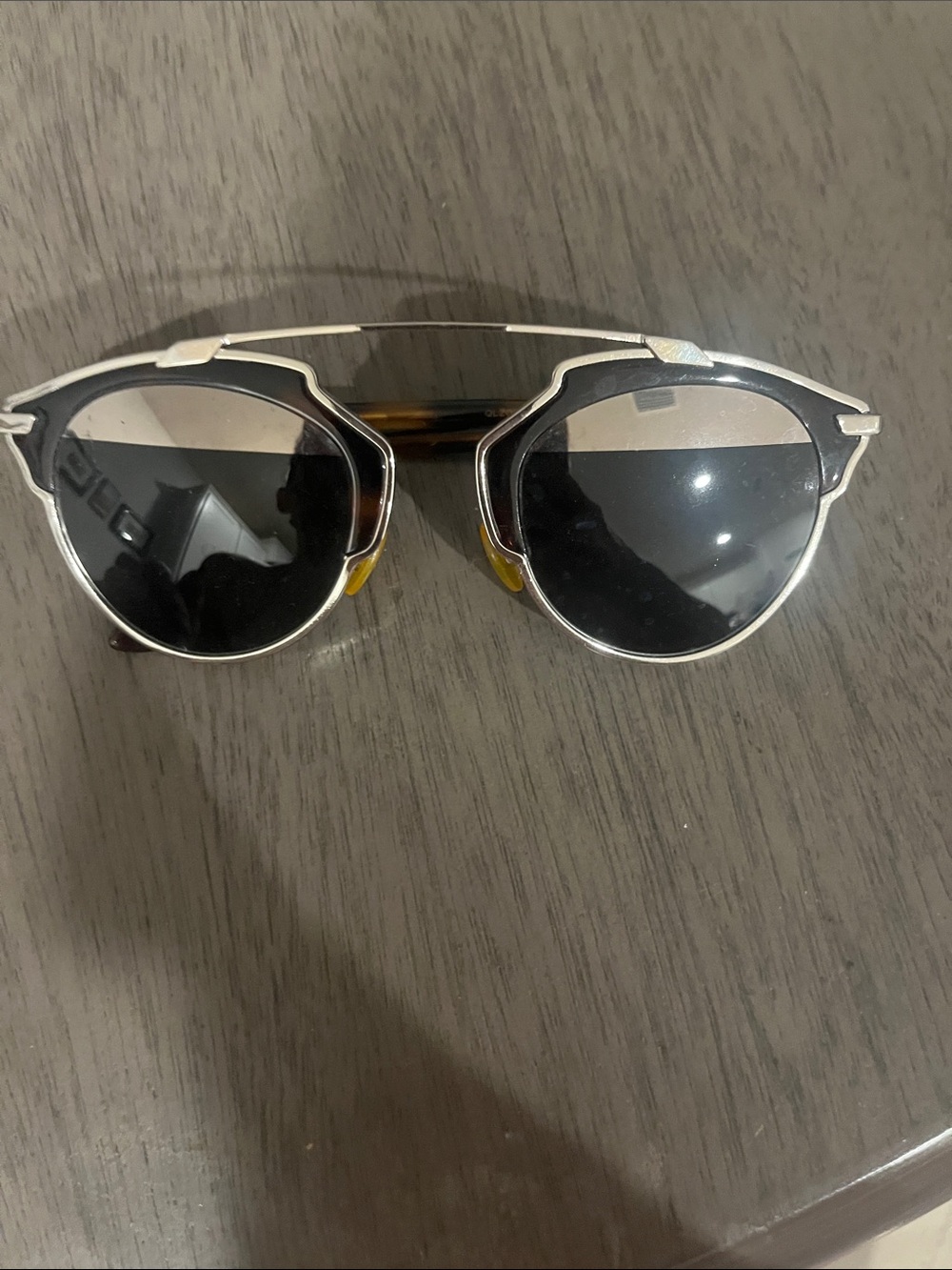 Dior So Real Silver Metal Round Brown Sunglasses with Black Lenses Unisex